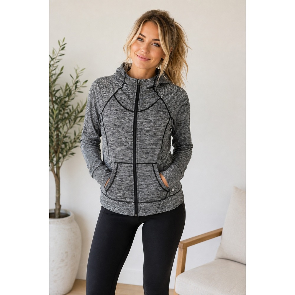 90 Degree by Reflex Girls Gray Full Zip Hooded Athletic Jacket Size L 12
